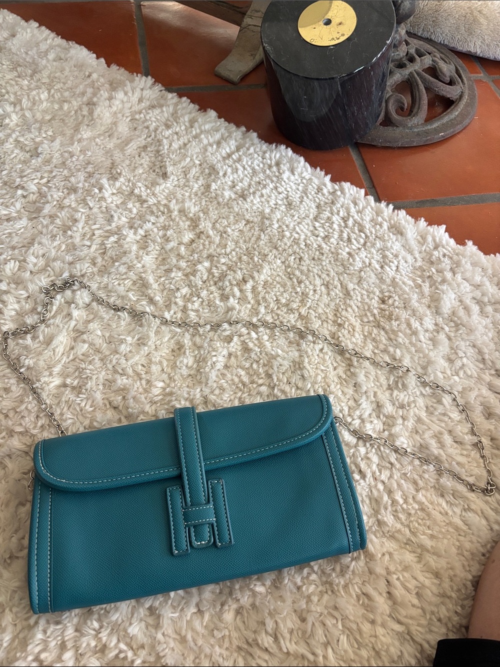 Teal Women’s Chain Clutch gorgeous!  HERMES " NEW